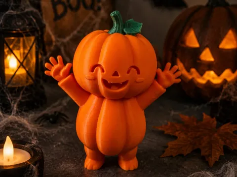 Adorno temático: Happy Pumpkin Pal – Cute Halloween Decoration — referencia de MakerWorld