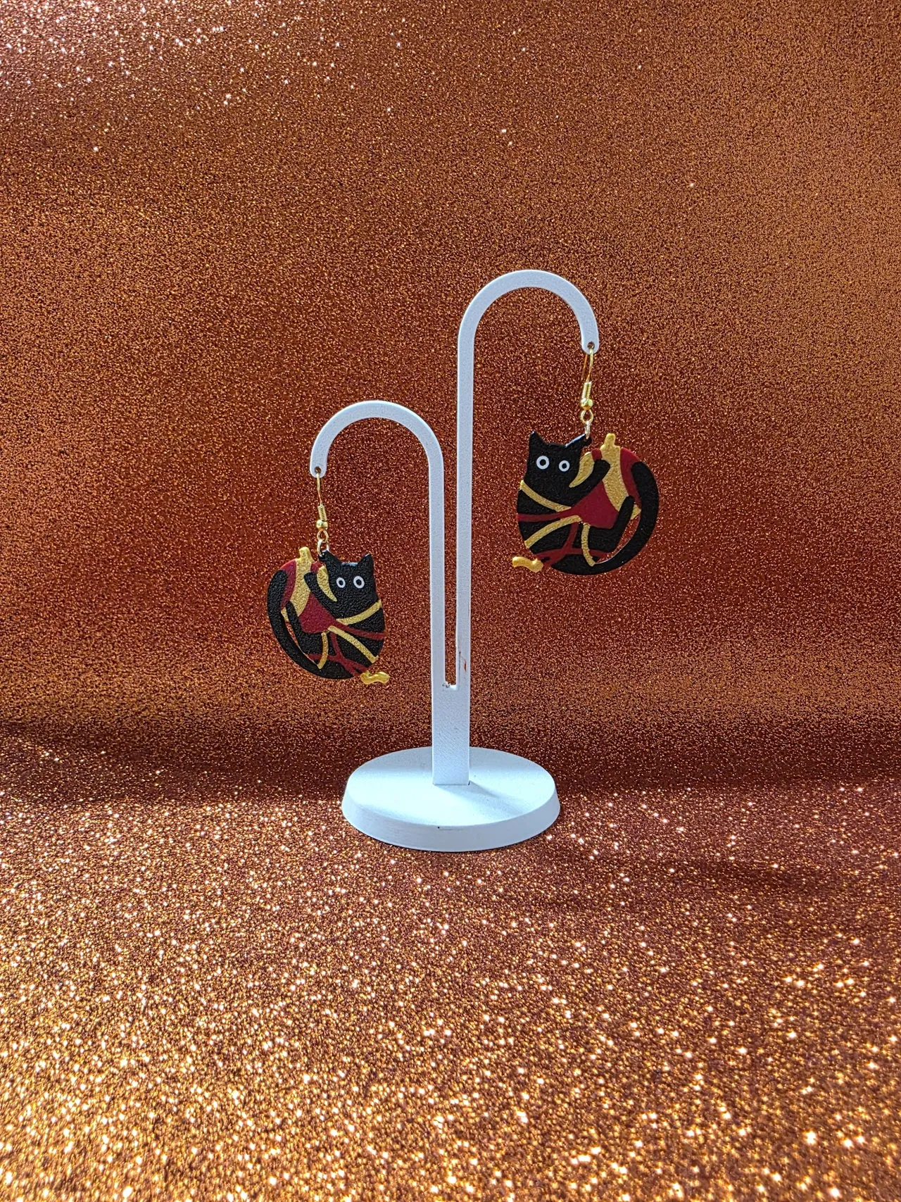 Cat caught in the act earrings view 3