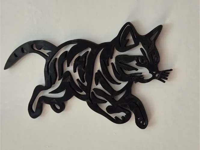 Cat Jumping wall Deco / Door Sign by Jo MakerWorld: Download Free 3D Models