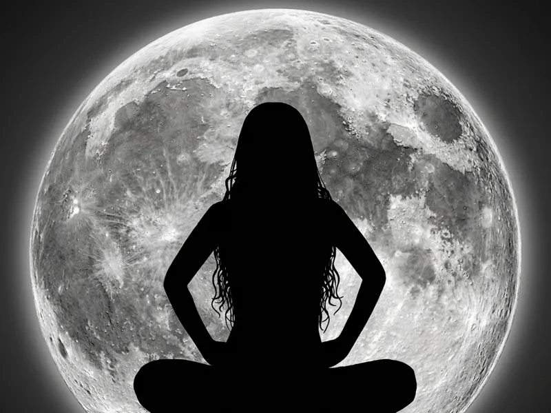 femme devant la lune