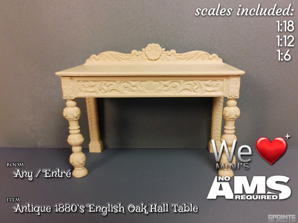 WLM - Antique 1880's English Oak Hall Table