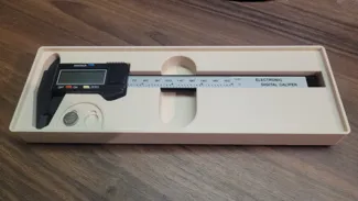 Gridfinity Caliper Holder With Battery Compartment