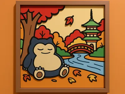 Snorlax Foliage - Wall Art - NO AMS