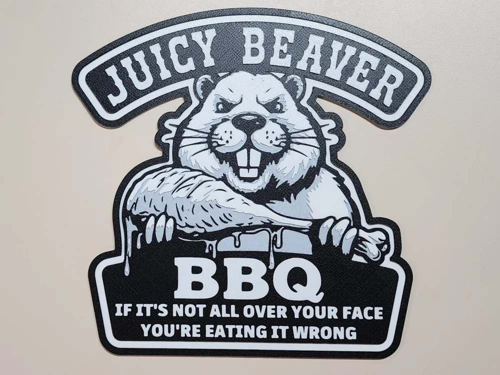 Juicy Beaver Wall Sign - Free 3D Print Model - MakerWorld