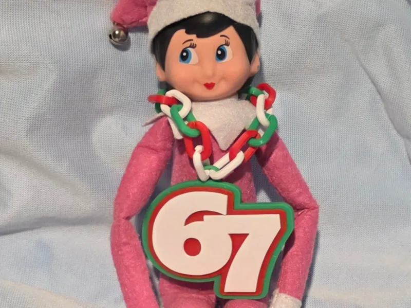 BOOSTED Elf on the Shelf 67 chain necklace logo