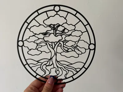 Stained Glass Effect Wall Decoration - Tree of Life