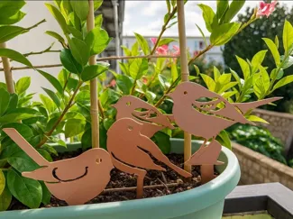 garden decoration: sparrows - Printable on 1 plate