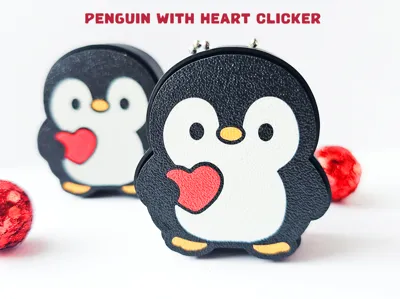Penguin Heart Clicker / Keychain