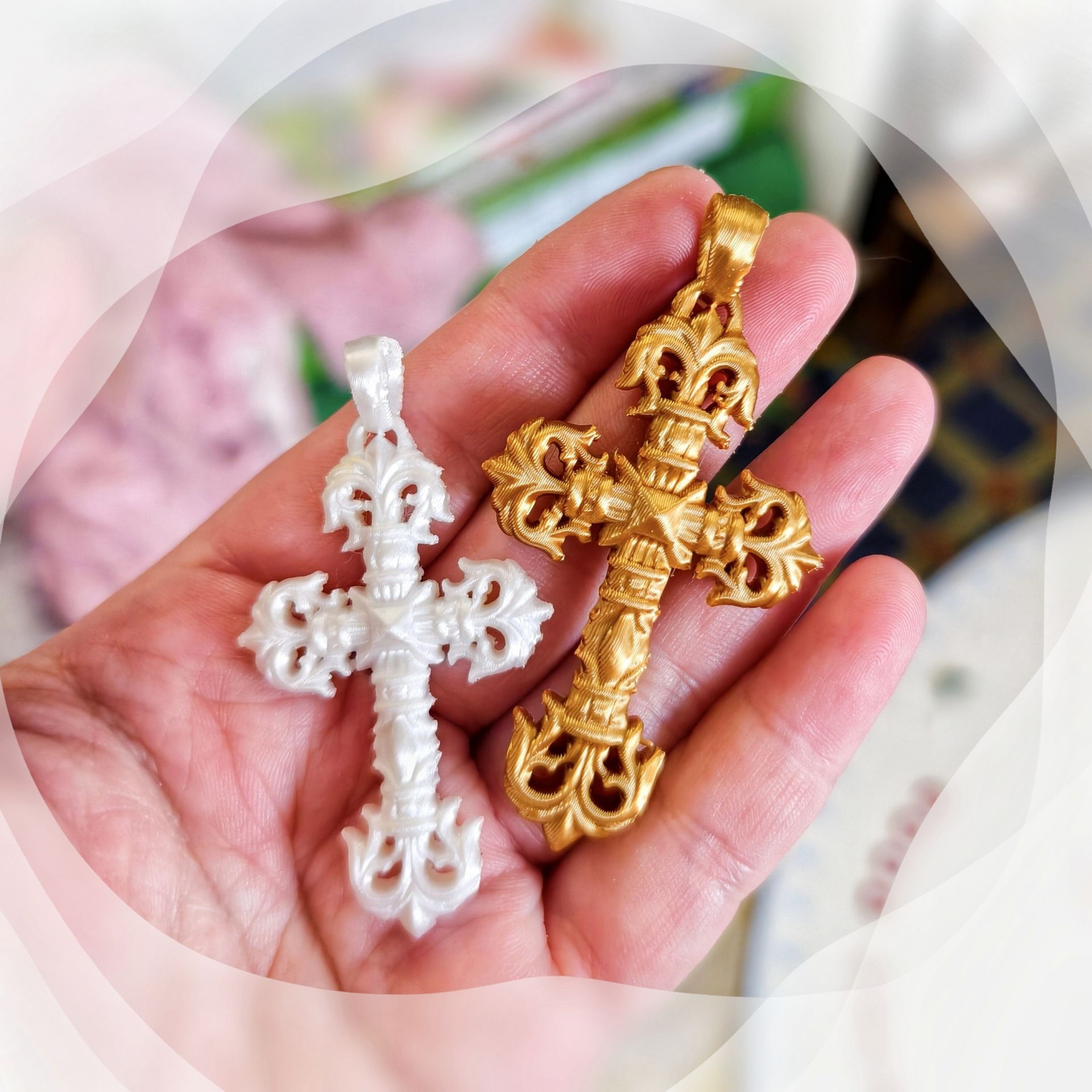 Celebrity style Chrome Hearts flame cross pendant necklace
