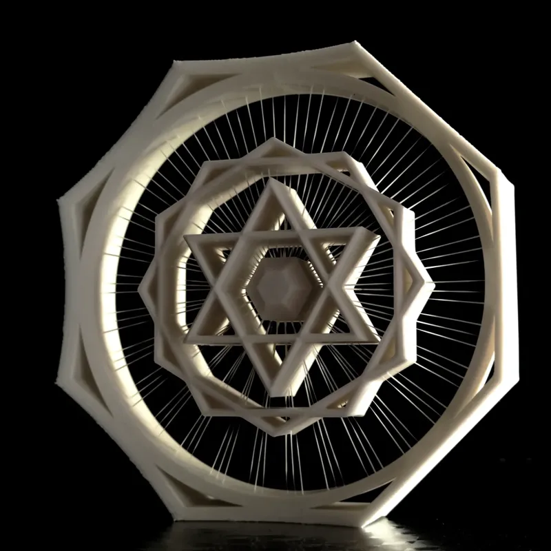 几何悬浮艺术Suspended geometric sun star and moon
