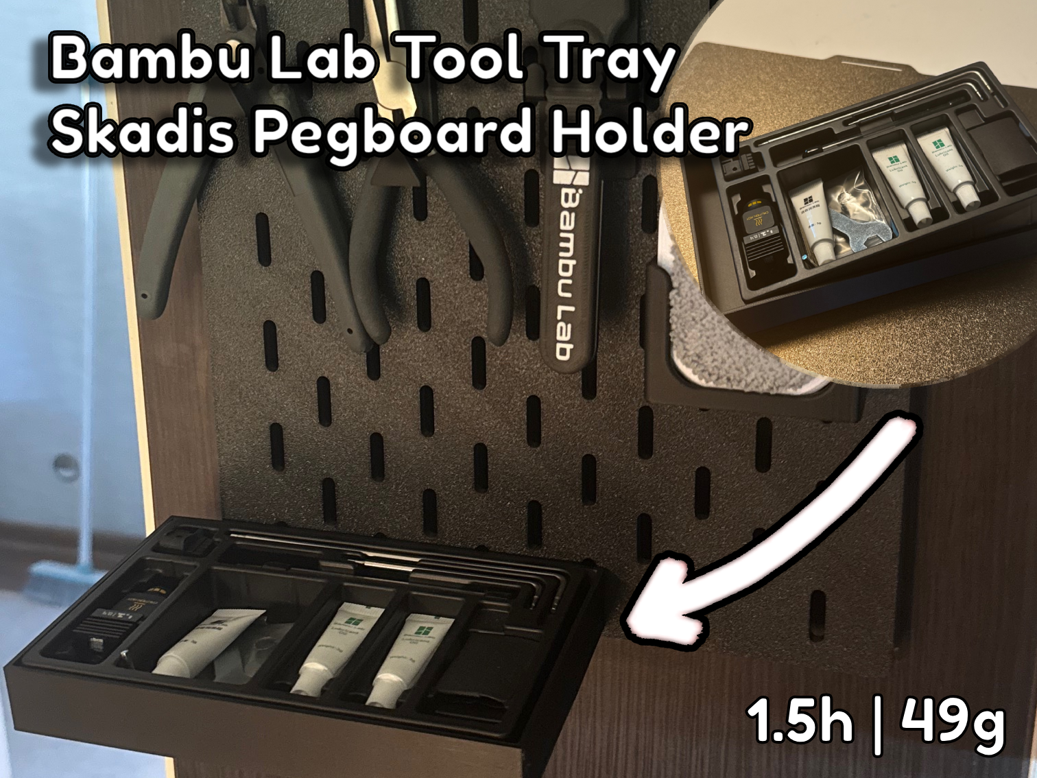 Bambu Lab Tool Tray Skadis Pegboard Holder