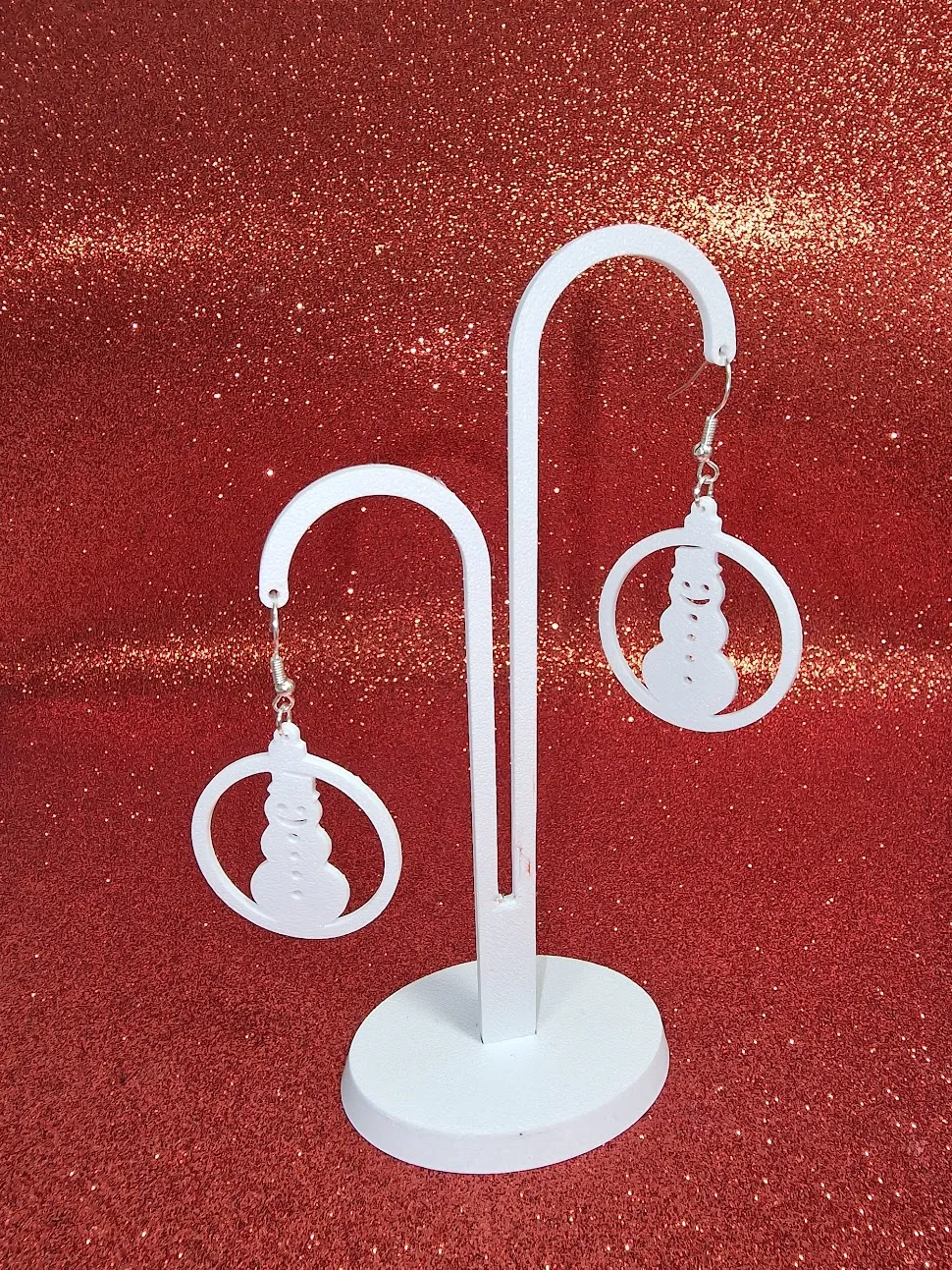 Snowman in a ball earrings view 3