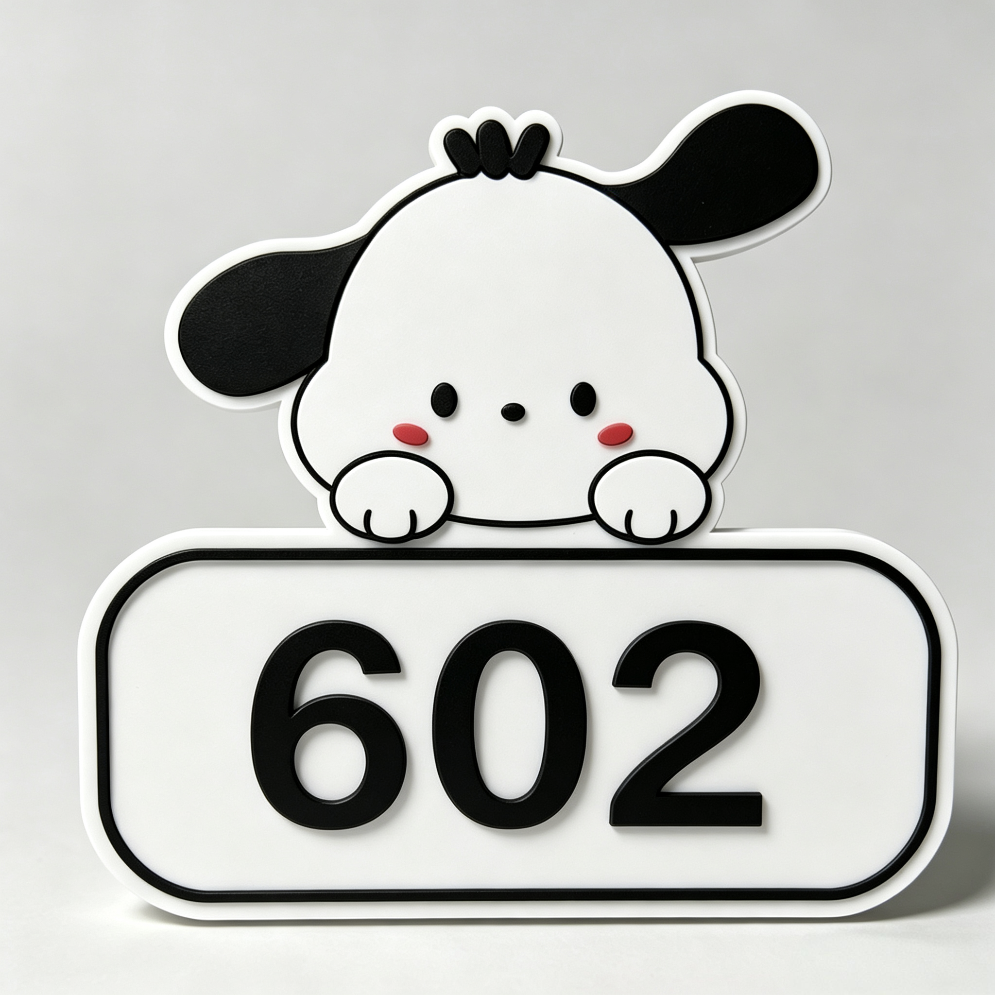 Miniatura 1 do modelo 3D 三丽鸥门牌，文字房号自由定制，省料薄款，库洛米美乐蒂布丁狗帕恰狗玉桂狗HelloKitty