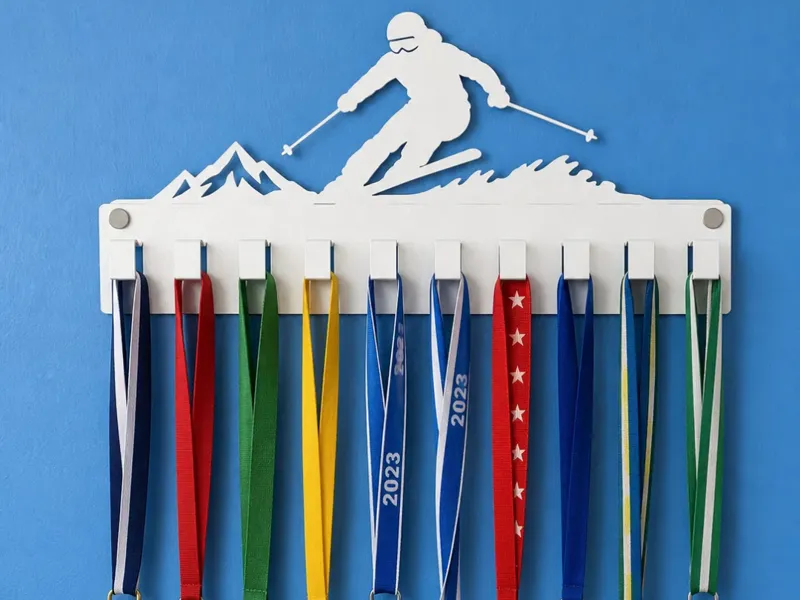 Skier Medal Hanger | Ski Racing Medal Display