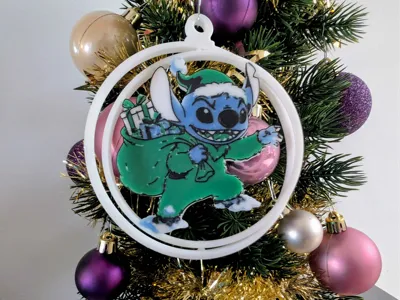 Grinch Stitch Christmas ball mobile