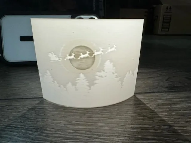 Santa Sleigh Over Moon Lithophane