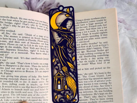 Accesorio de lectura: Gothic Witch & Moon Openwork Bookmark — referencia de MakerWorld