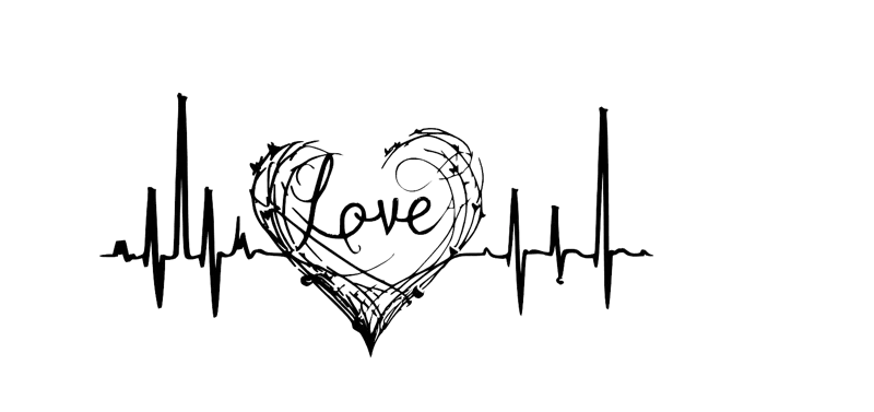 Love sign with ECG curve