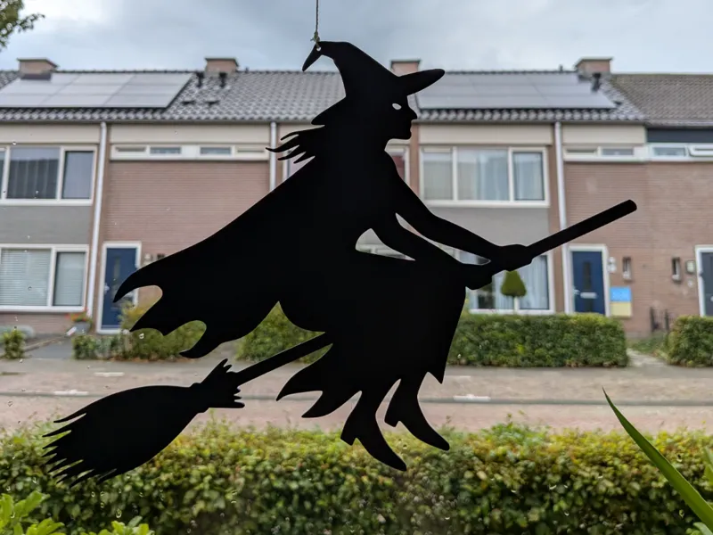 Halloween Witch on Broomstick Window