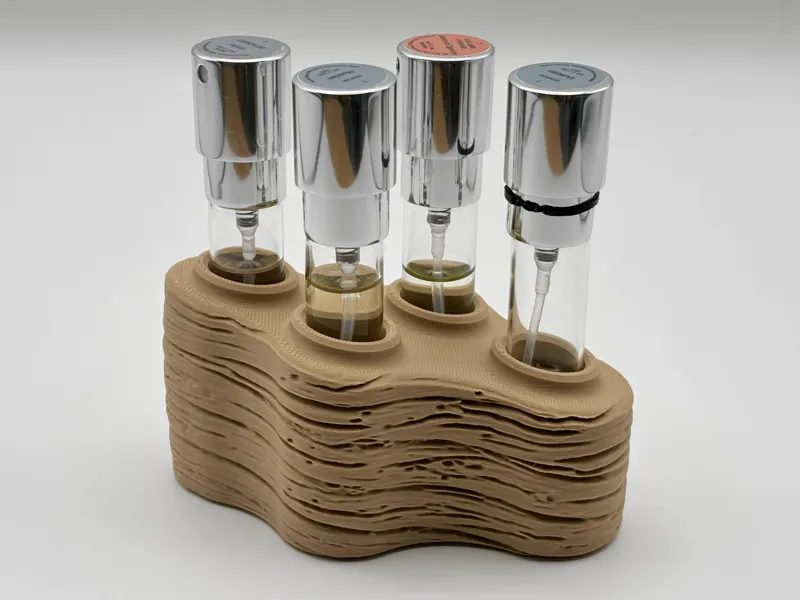Bark Texture Perfume Sampler Stand — 4× 16mm holes