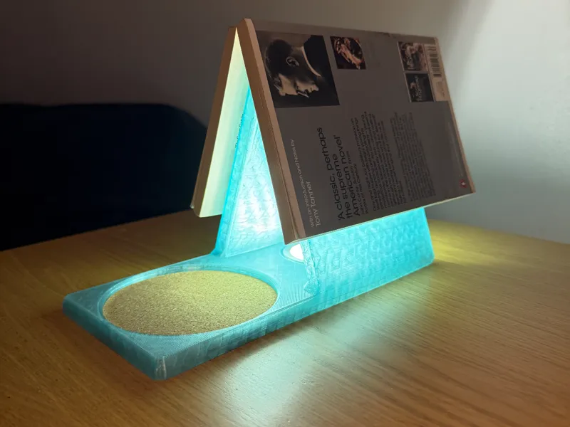 Book Rest and Coaster with LED Puck Light