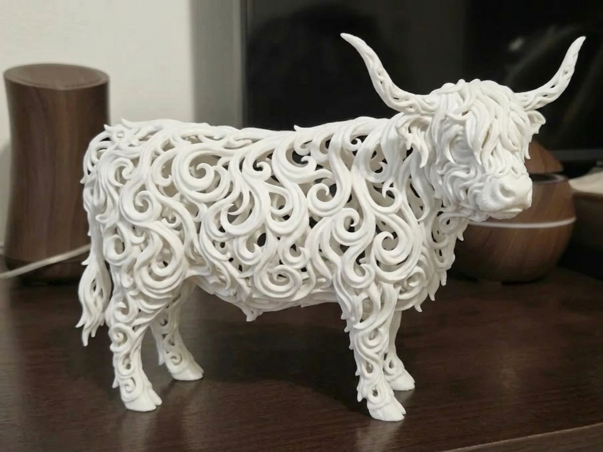 Highland Cow Elemental: Voronoi Art Edition