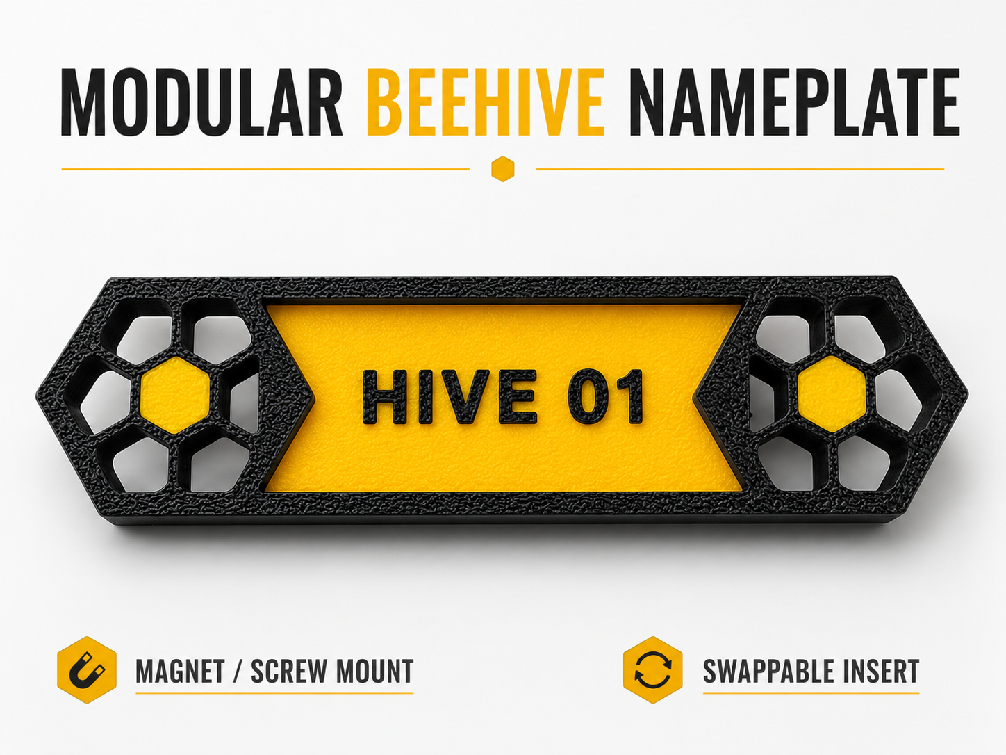 Modular Beehive Nameplate – Magnetic & Screw Mount