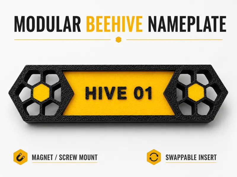 Modular Beehive Nameplate – Magnetic & Screw Mount