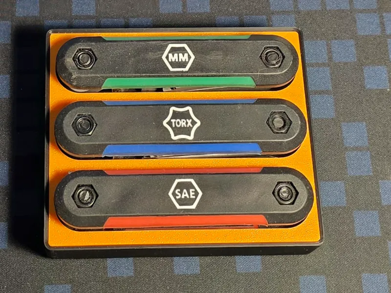 Husky brand wrench set bin with color accent plate
