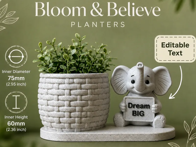 Elephant Bloom & Believe Planter
