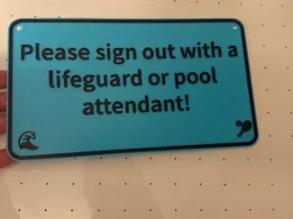 pool sign checkout