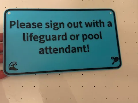 pool sign checkout 