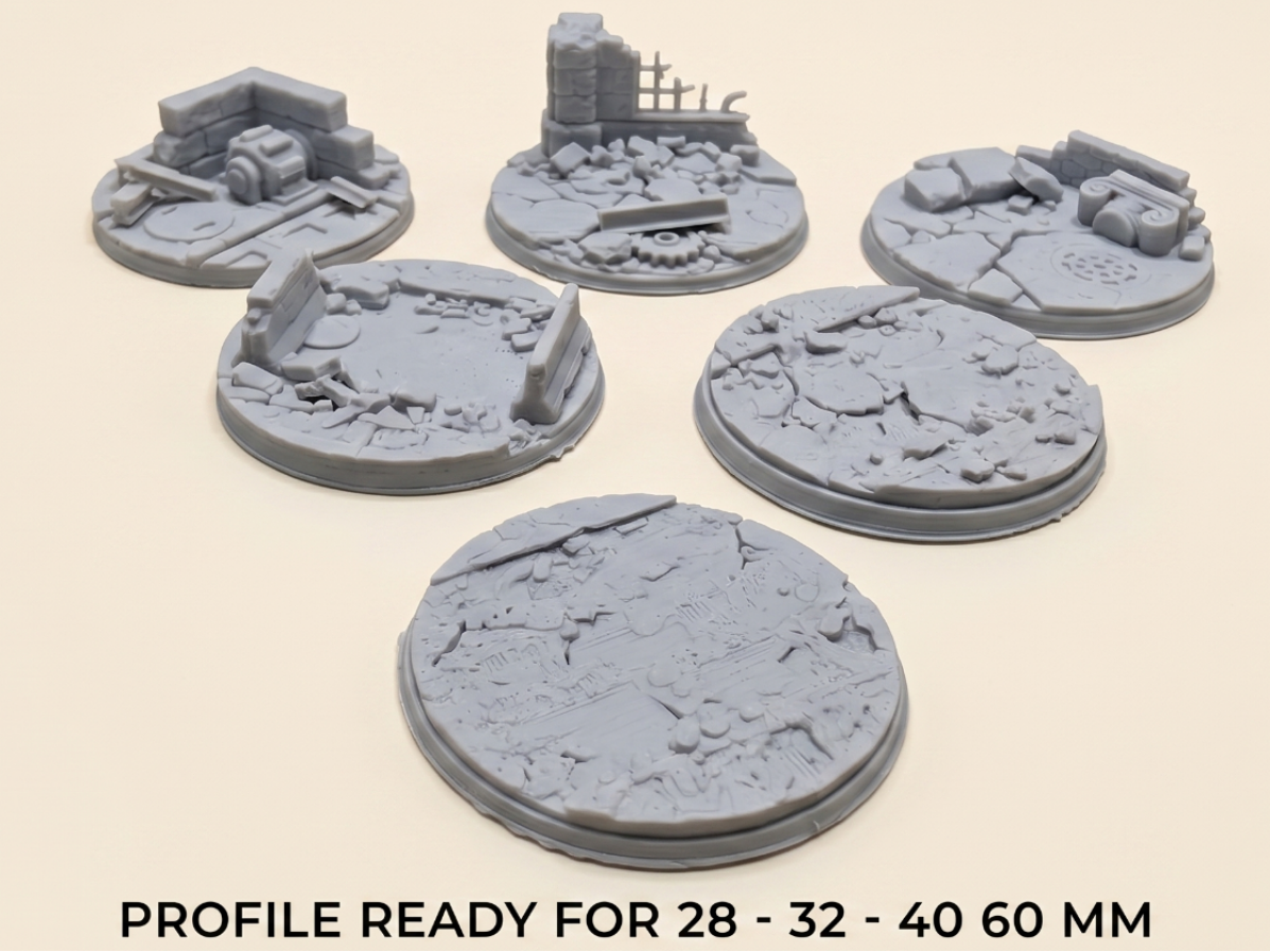 Grimdark Battlefield Ruins - 6x Scenic Bases Set 4