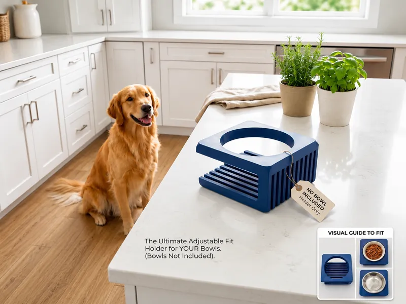 Adjustable Pet Bowl Holder for Dogs & Cats
