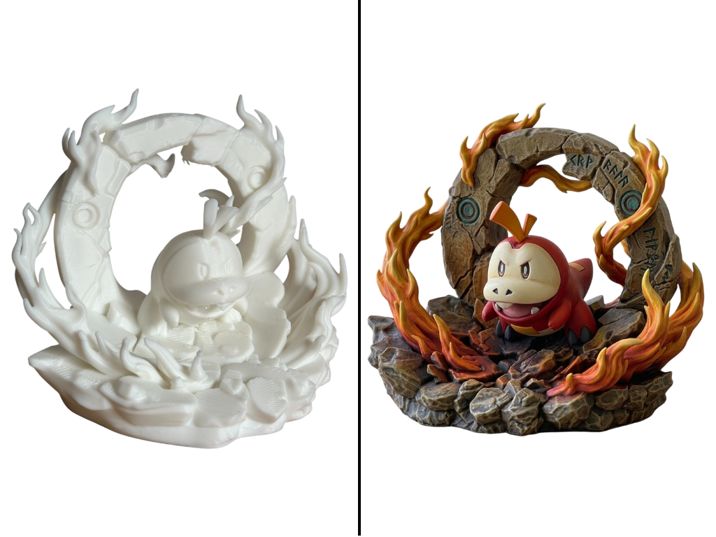 Fuecoco Diorama | Stony Fire | Stylized Miniature