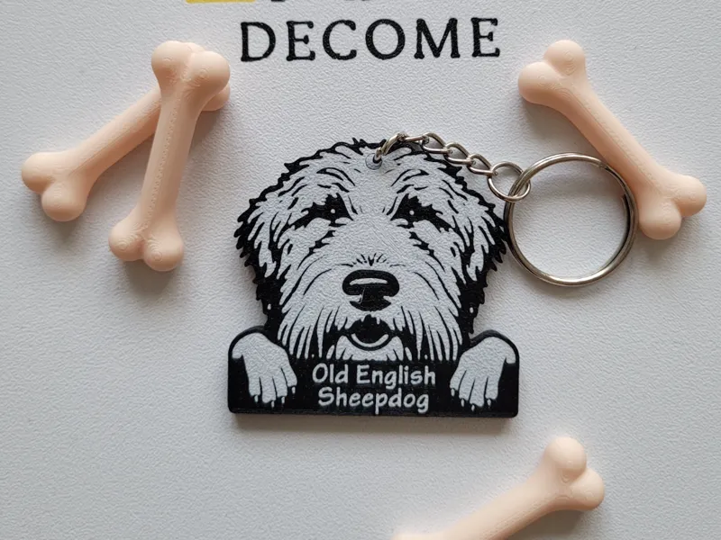 Old English Sheepdog Keychain