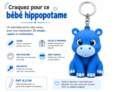 Cute Mini Hippo Keychain