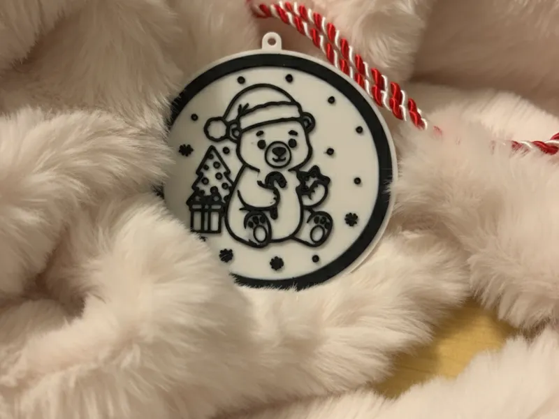 Christmas tree colouring bauble hanging decor bear