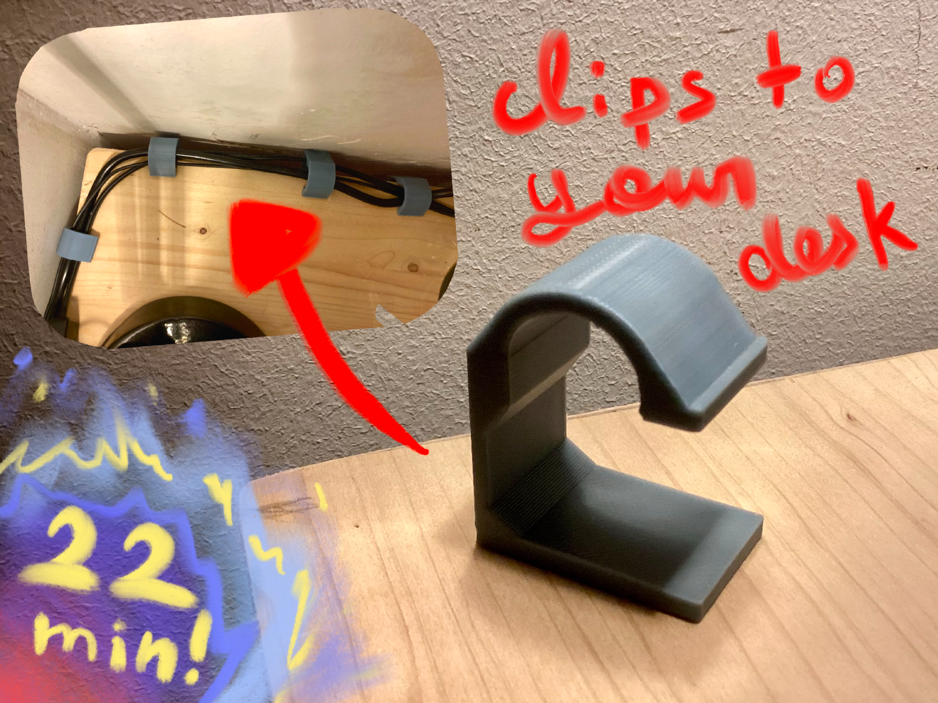 Desk Cable Management Clip