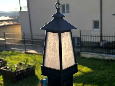 Winter Wonderland Lantern with Frosted Glass Panel