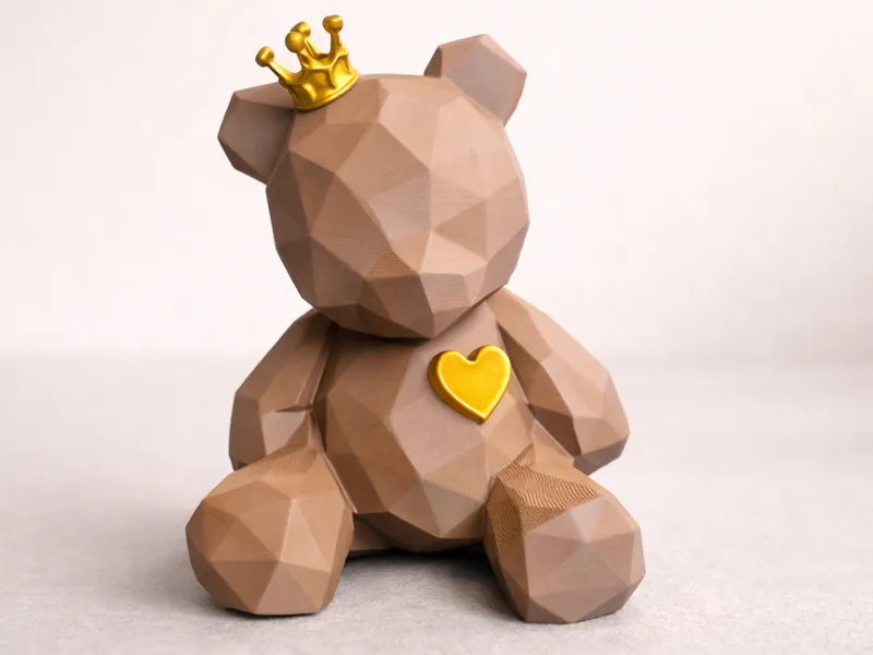 Low Poly Bärenfigur – Bären-Deko mit Krone