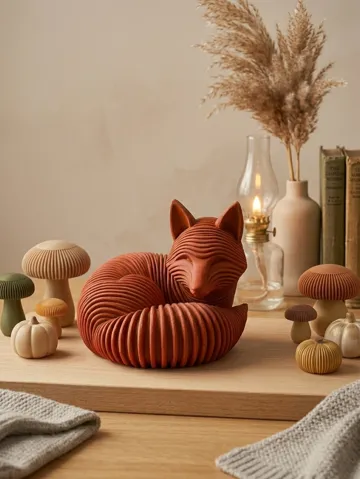 Letrero o emblema decorativo: Aura Collection – Ribbed Fox Japandi Autumn Decor — vista de referencia 2
