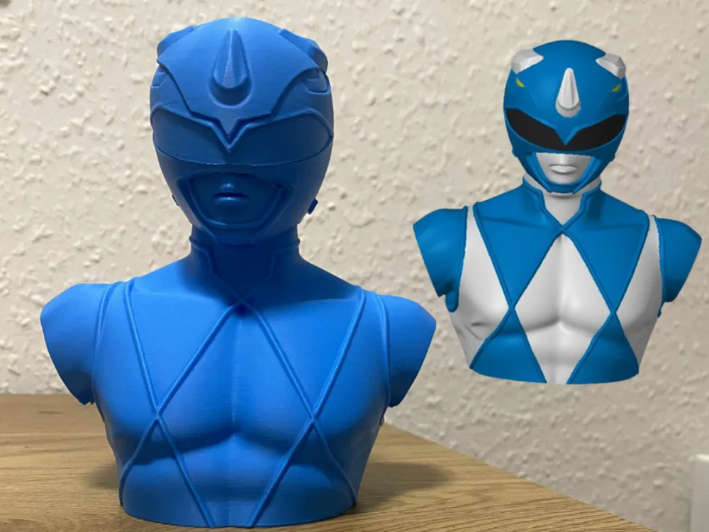 Blue Power Ranger Bust - Free 3D Print Model - MakerWorld