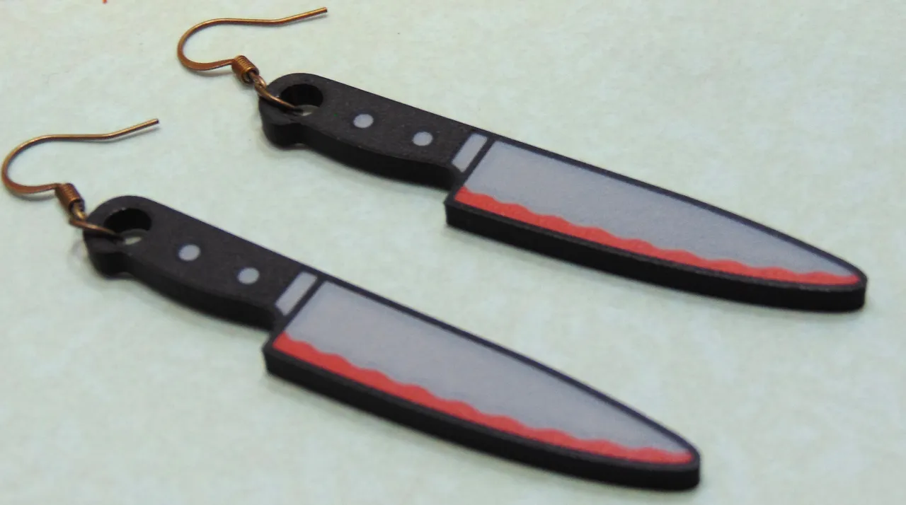 Halloween Earrings Bloody Knife Michael Myers view 3