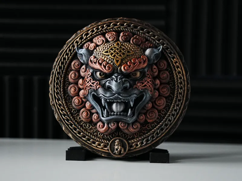 Chinese Foo Dog Lion Relief Wall Art Decor