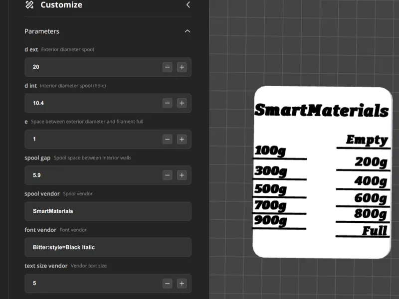 Regla paramétrica de filamento (~15 min de impresión)