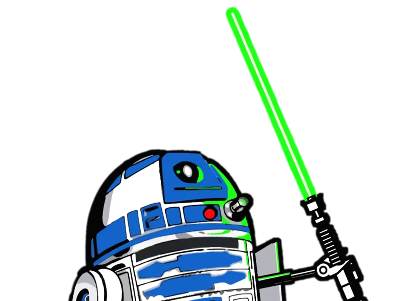 R2D2 with lightsaber