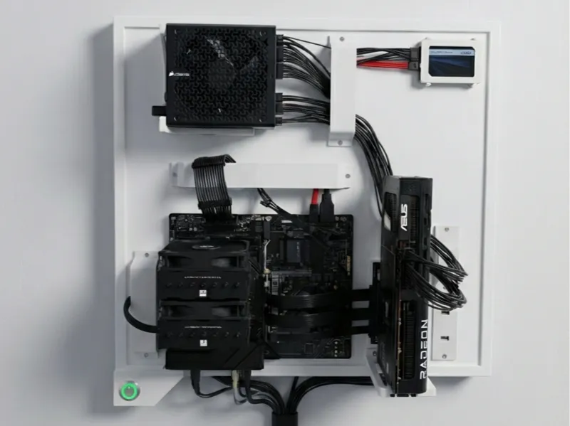 Modular Wall PC Mount Open with Cable Routing