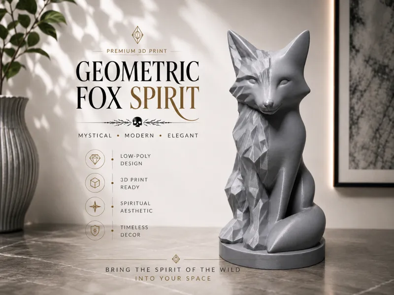 Geometric Fox Spirit – Premium Fox Sculpture