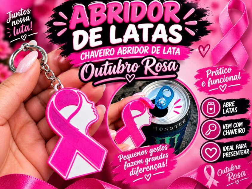 chaveiro abridor outubro rosa - 1